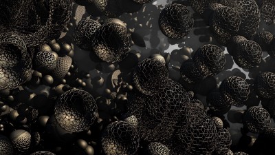 Balls spheres 3d black 4k wallpaper