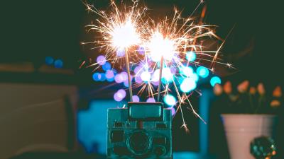 Bengal fire polaroid sparks 4k wallpaper