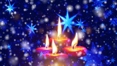 Candles stars snowflakes 4k wallpaper
