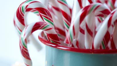 Candy canes candy mug 4k wallpaper