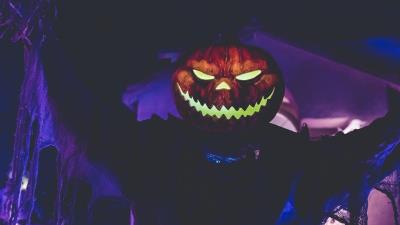 Halloween pumpkin mask holiday 4k wallpaper
