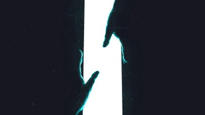 Hands touch light 4k wallpaper