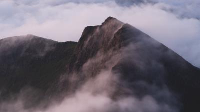 Mountains slope fog 4k wallpaper