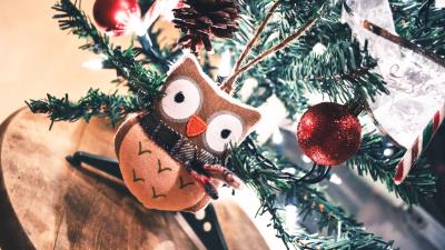Owl toy christmas new year 4k wallpaper
