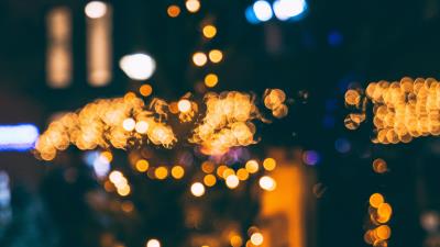 Tree lights bokeh image 4k wallpaper