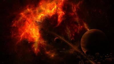 Nebula cloud fire 4k wallpaper