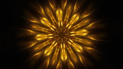 Ornament fractal patterns golden 4k wallpaper
