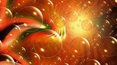 Abstract bubbles lines orange 4k wallpaper