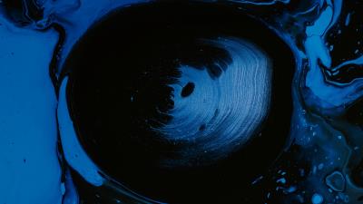 Abstraction liquid paint black blue 4k wallpaper