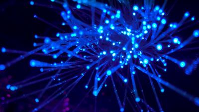Fiber optic glow blue 4k wallpaper