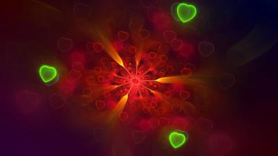 Fractal hearts bright 4k wallpaper