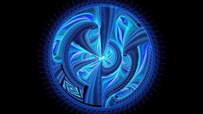 Fractal pattern circle blue image 4k wallpaper