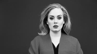 Adele monochrome on 4k wallpaper