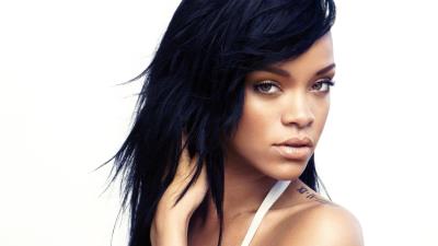 Rihanna with long black hair 4k wallpaper
