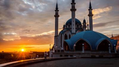 Mosque kazan tatarstan sunset 4k wallpaper