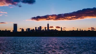 New york usa night city panorama 4k wallpaper