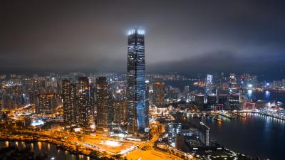 Night city architecture lights 4k wallpaper