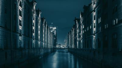 Night city bridge architecture 4k wallpaper