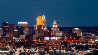 Night city building lights 4k wallpaper