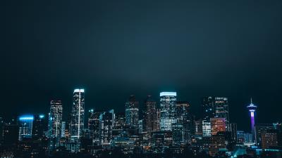 Night city buildings architecture wall 4k wallpaper