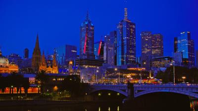 Night city buildings lights image 4k wallpaper