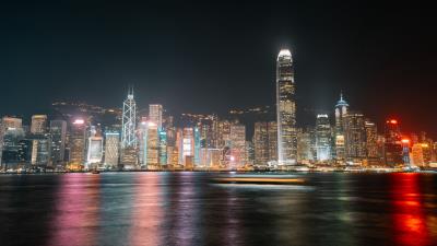 Night city buildings lights pic 4k wallpaper