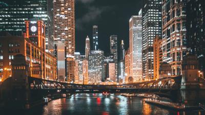 Night city city bridge image 4k wallpaper