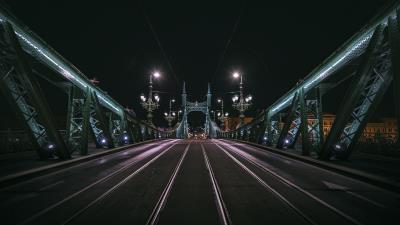 Night city city bridge 4k wallpaper