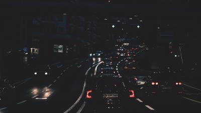 Night city city lights cars traffic street 4k wallpaper