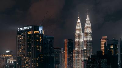 Night city glow lights image 4k wallpaper