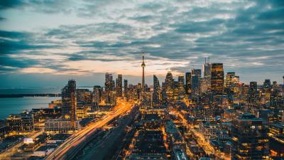 Night city lights tower 4k wallpaper