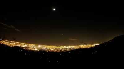 Night city sky buildings 4k wallpaper