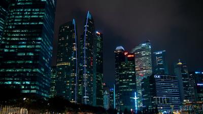 Night city skyscrapers buildings photo 4k wallpaper