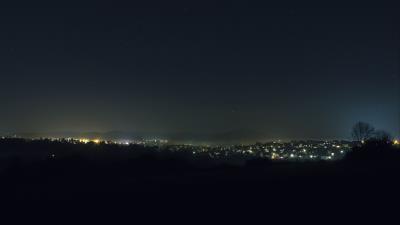 Night city starry sky night 4k wallpaper