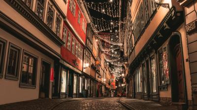 Night city street illumination 4k wallpaper