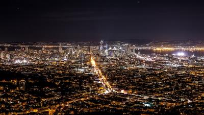 Night city top view city lights image 4k wallpaper