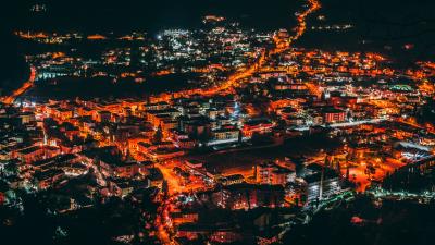 Night city top view city lights night 4k wallpaper