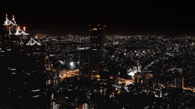 Night city view from above city lights 4k wallpaper