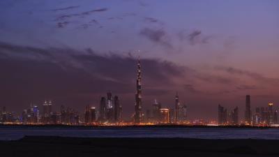 Nochnoj gorod panorama gorizont 4k wallpaper