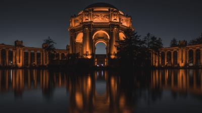 Palace of fine arts arch night 4k wallpaper