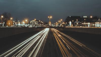 Road bridge city light 4k wallpaper