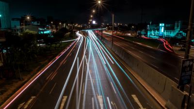 Road lights long exposure 4k wallpaper