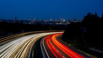 Road movement of light neon 4k wallpaper