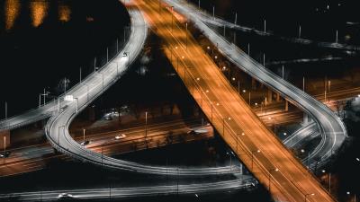 Road night city lights 4k wallpaper