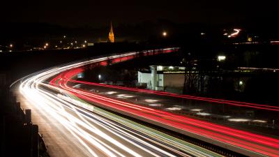 Road turn lights 4k wallpaper