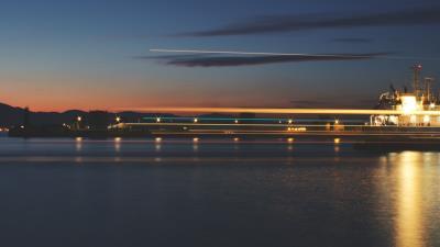 Sea pier lights 4k wallpaper