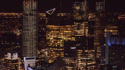 Skyscraper buildings lights 4k wallpaper
