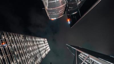 Skyscrapers bottom view architecture 4k wallpaper