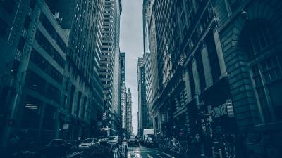 Skyscrapers street city 4k wallpaper