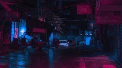 Street city night 4k wallpaper